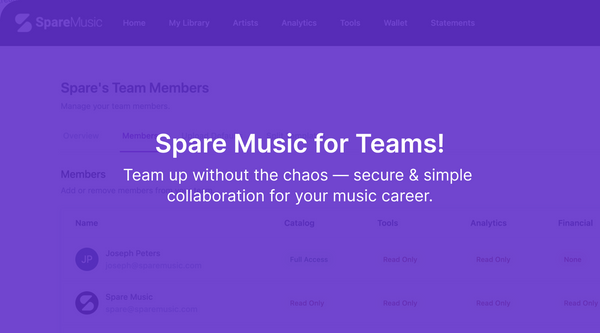 Introducing Teams on Spare Music:
Seamless Collaboration for Artists and
Labels